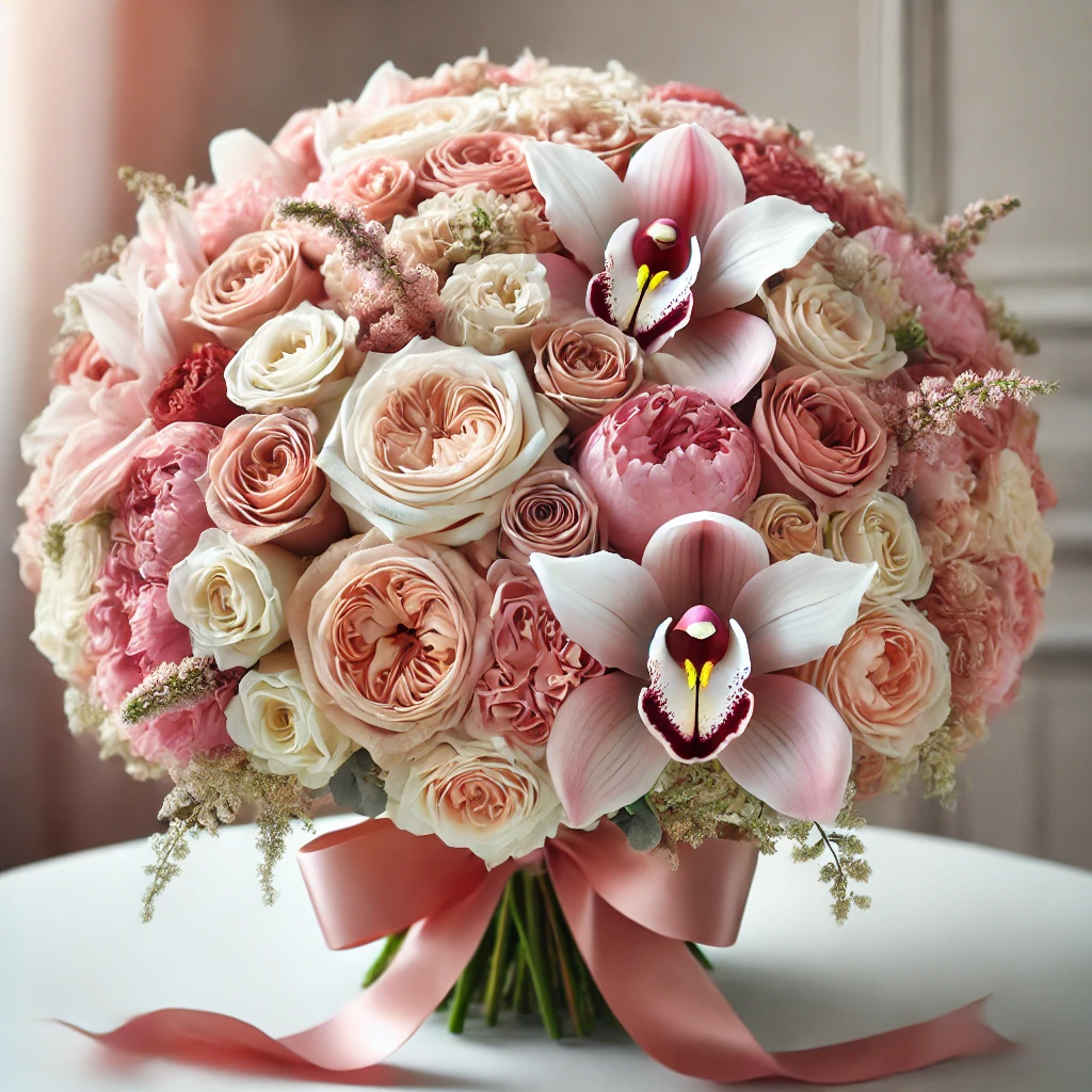 Elegant Pastel Bouquet – Roses, Peonies & Orchids (Çift Yönlü Görünüm)