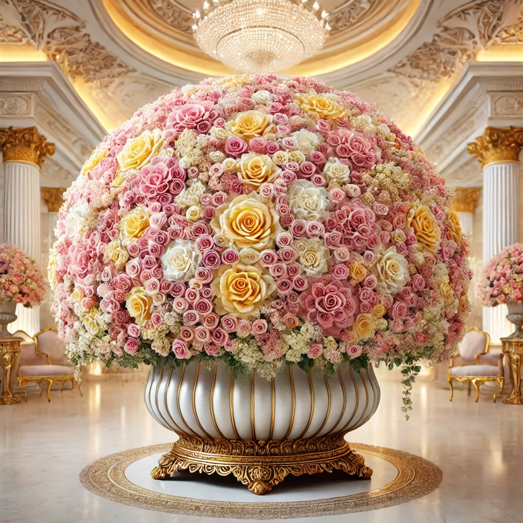 Royal Grand Basket – 1500 Roses in Pink, Yellow & White