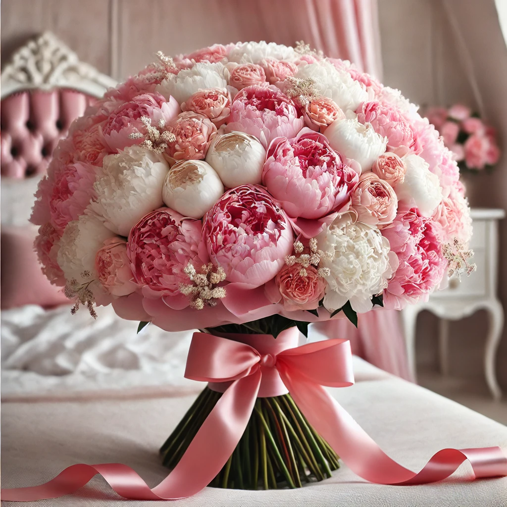 100 Pieces Pink, White Peonies 