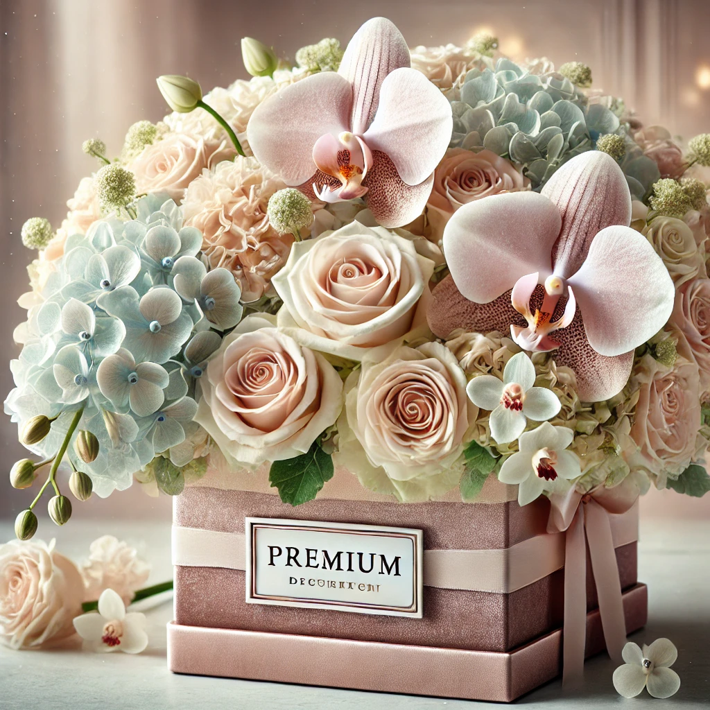 Elegant Orchid, Hydrangea & Rose Box Arrangement