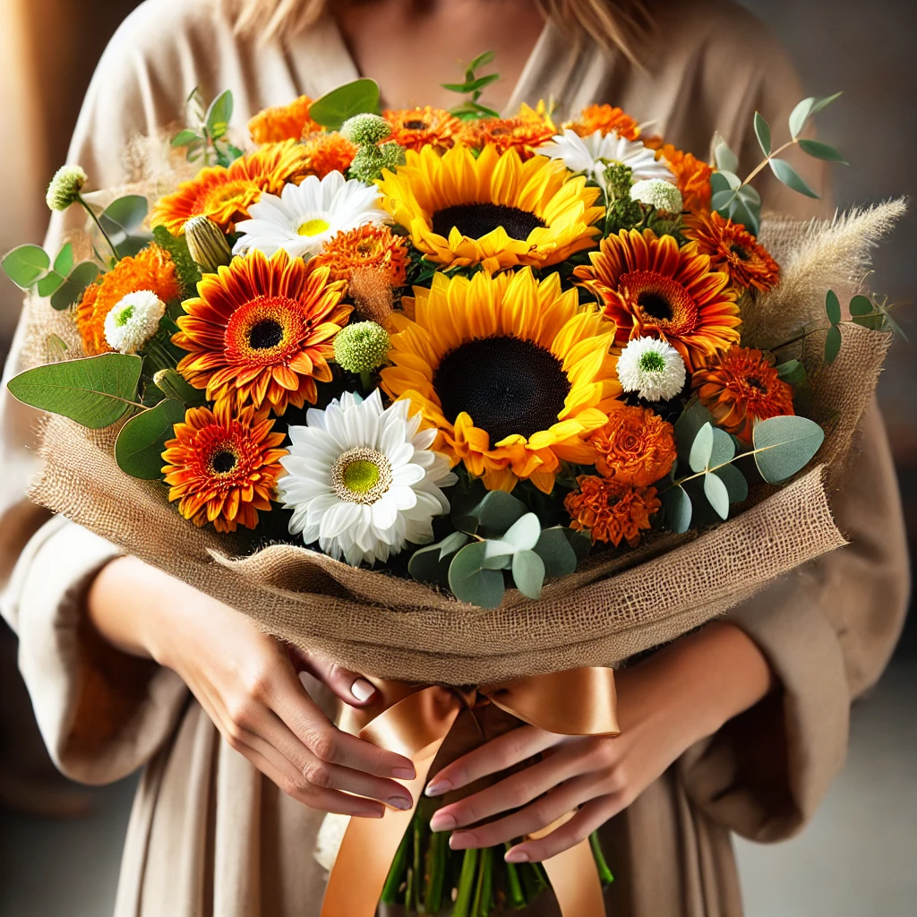 Sunny Joy Handheld Bouquet – Sunflowers, Gerberas & Daisies