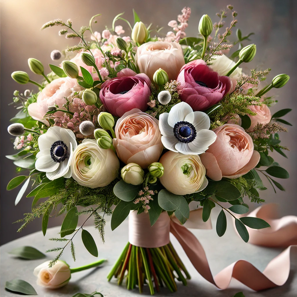 Elegant Turkish Delight – Tulip, Freesia, Ranunculus & Anemone Bouquet