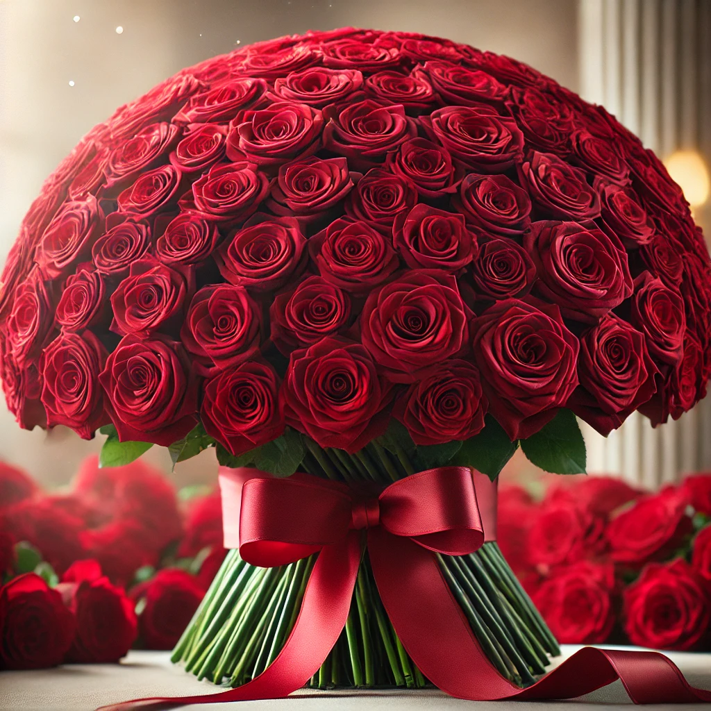 Bouquet of 100 red roses 