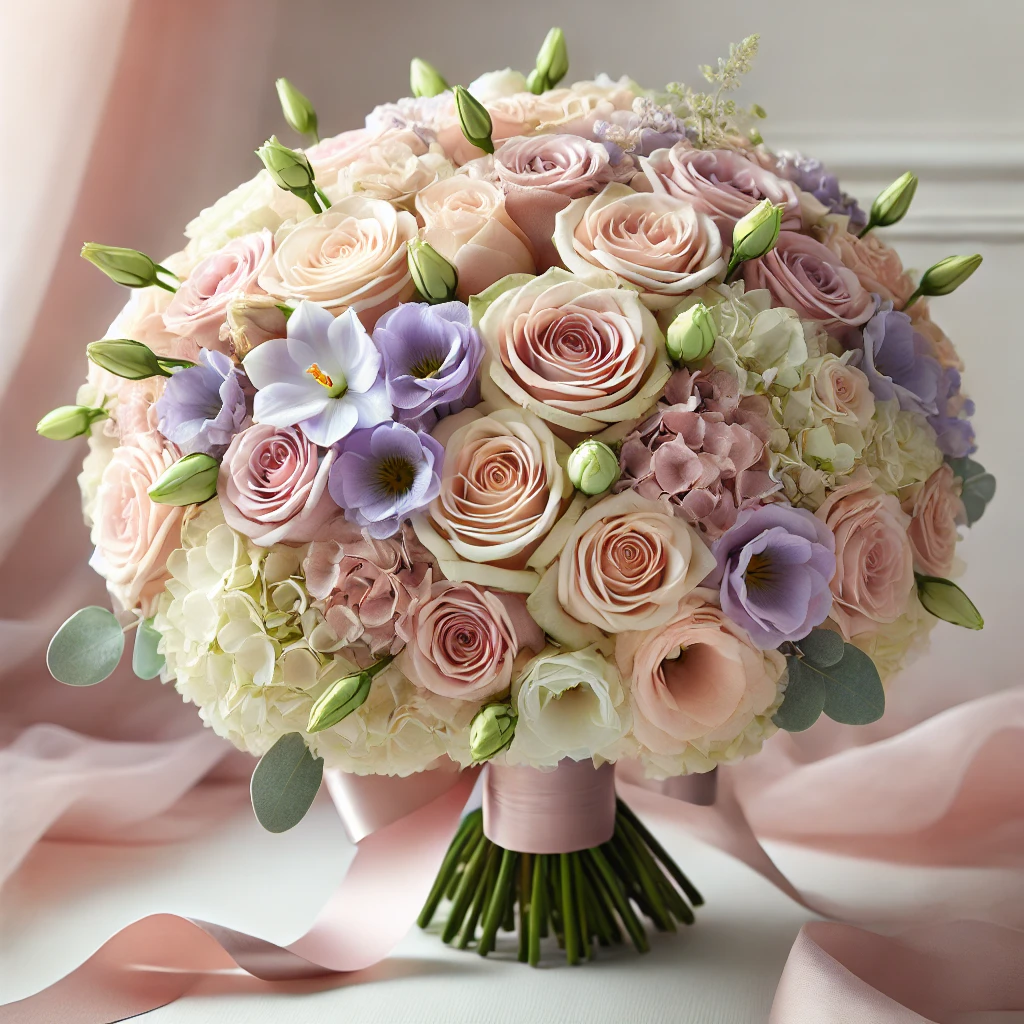 Dreamy Pastel Bouquet – Roses, Lisianthus & Hydrangeas