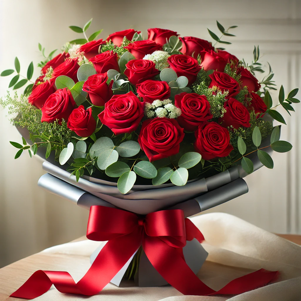 Romantic 25 Red Roses Bouquet