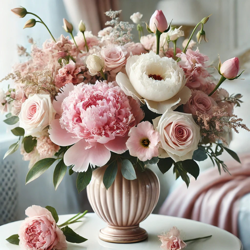 Elegant Peony, Rose & Lisianthus Arrangement